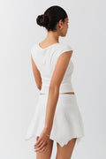 Assymetric mini skirt - Blanc cassé