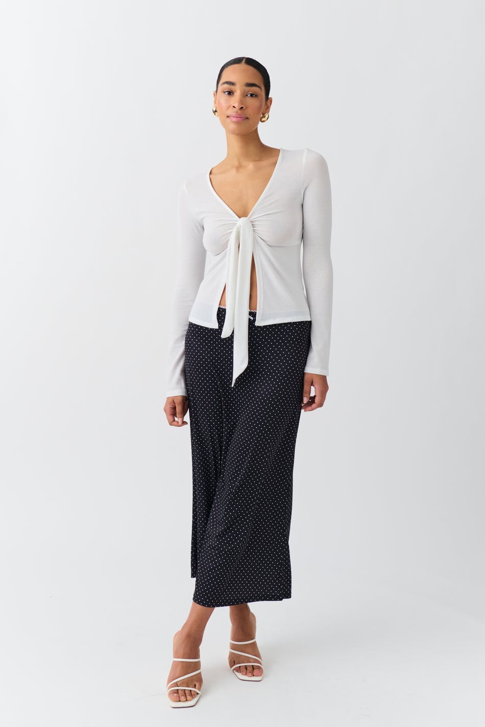 Bow midi skirt - Black dot