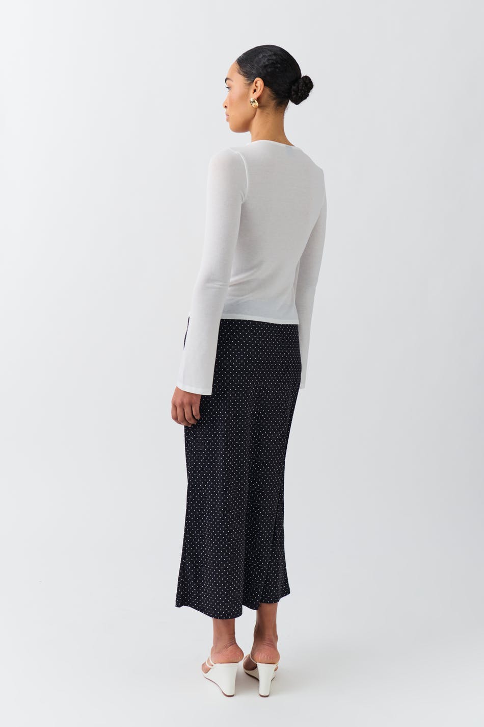 Bow midi skirt - Black dot