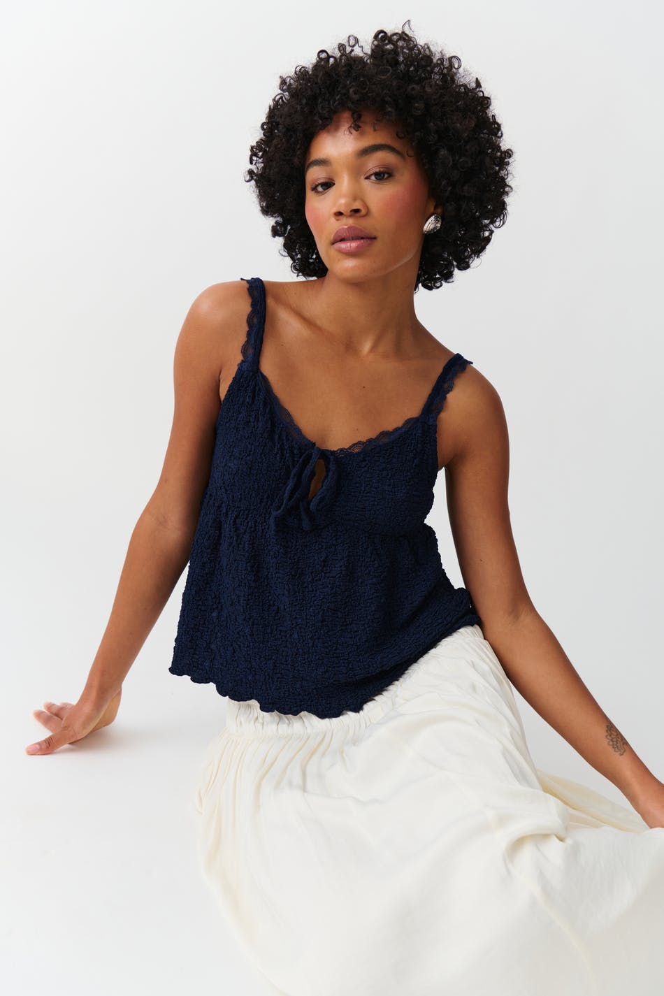 Textured singlet - Peacoat