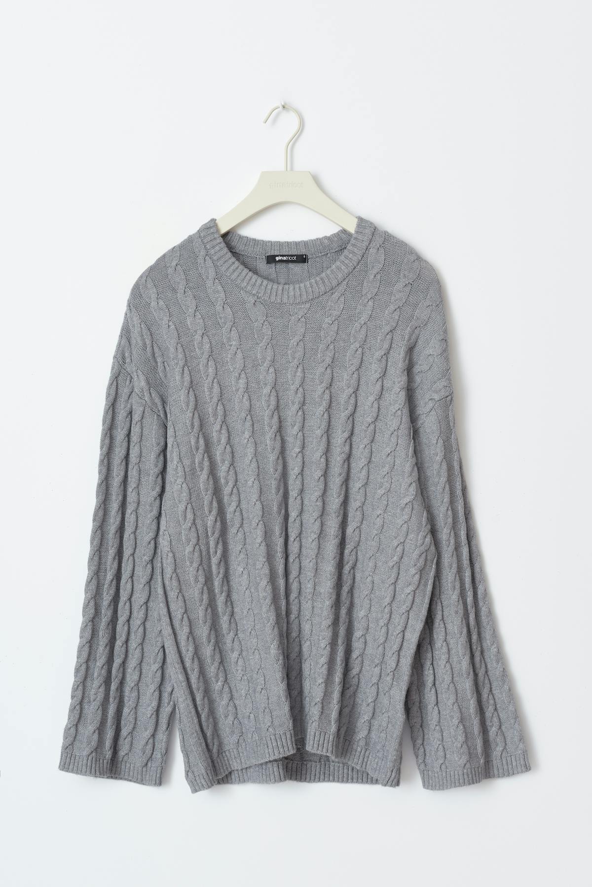 Knitted cable sweater - Greymelange