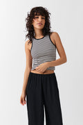 Striped soft tank - White/black