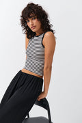 Striped soft tank - White/black