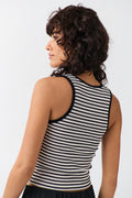 Striped soft tank - White/black