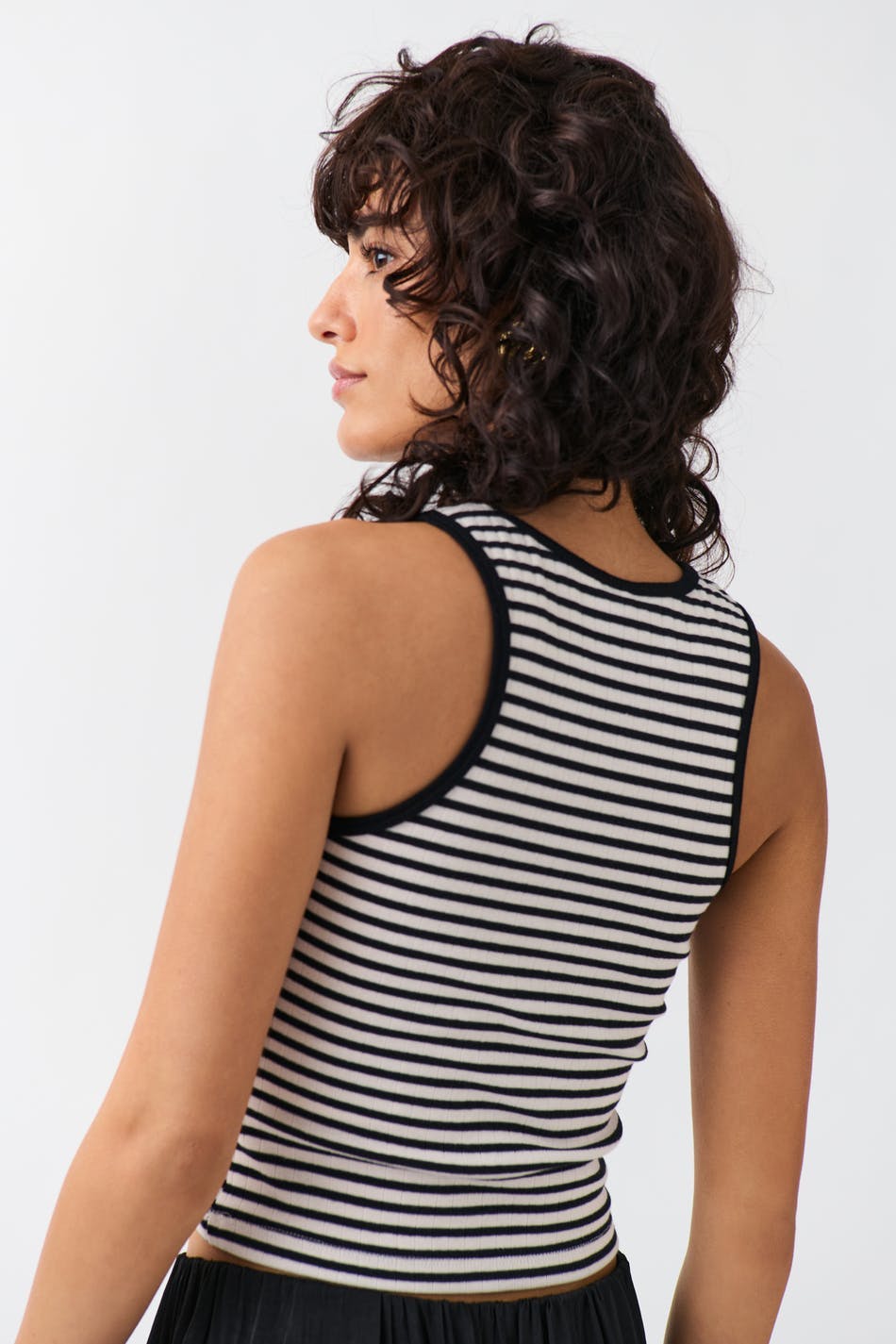 Striped soft tank - White/black