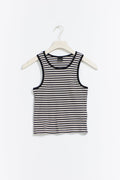 Striped soft tank - White/black