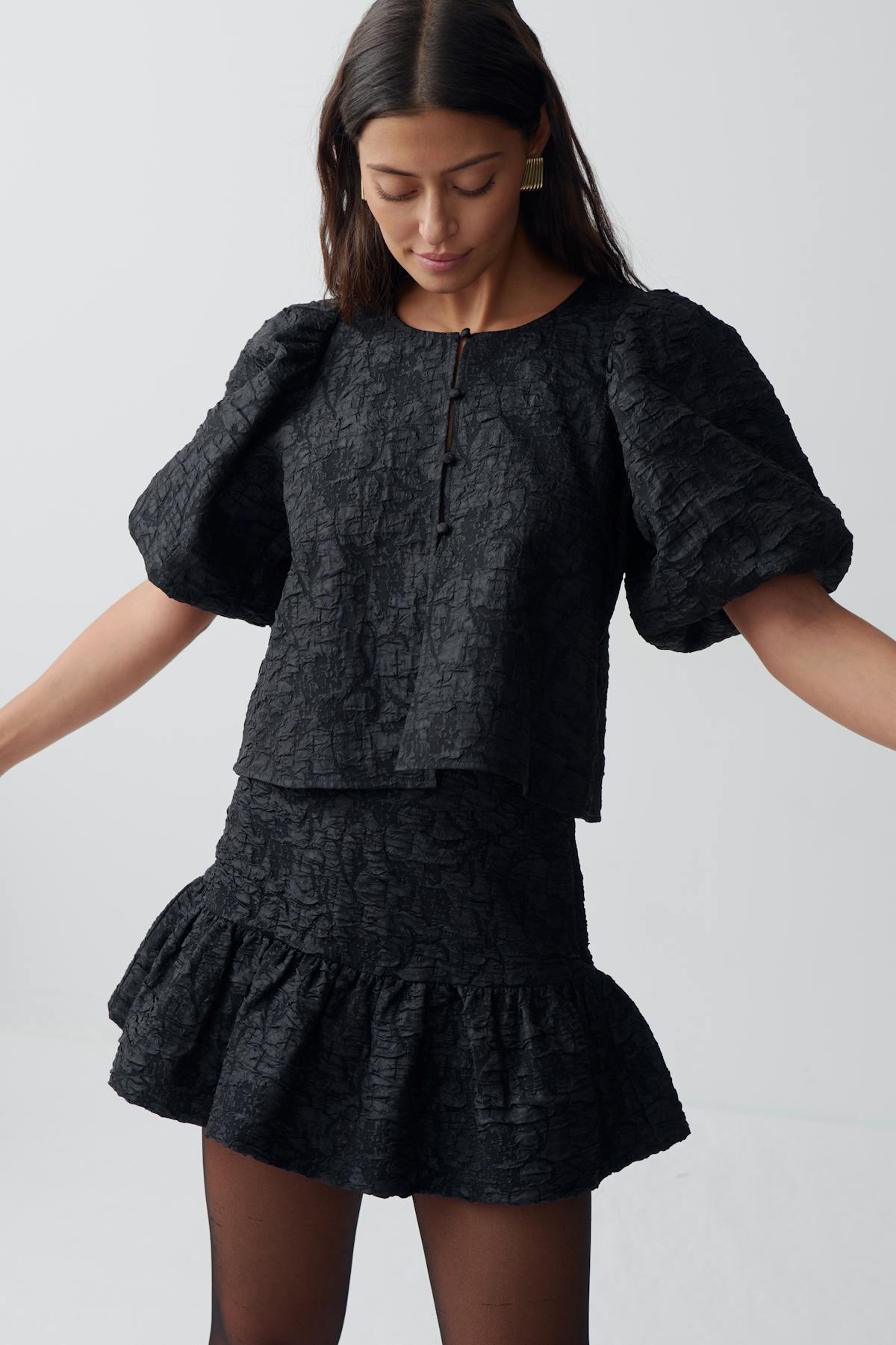 brocade mini skirt - Noir