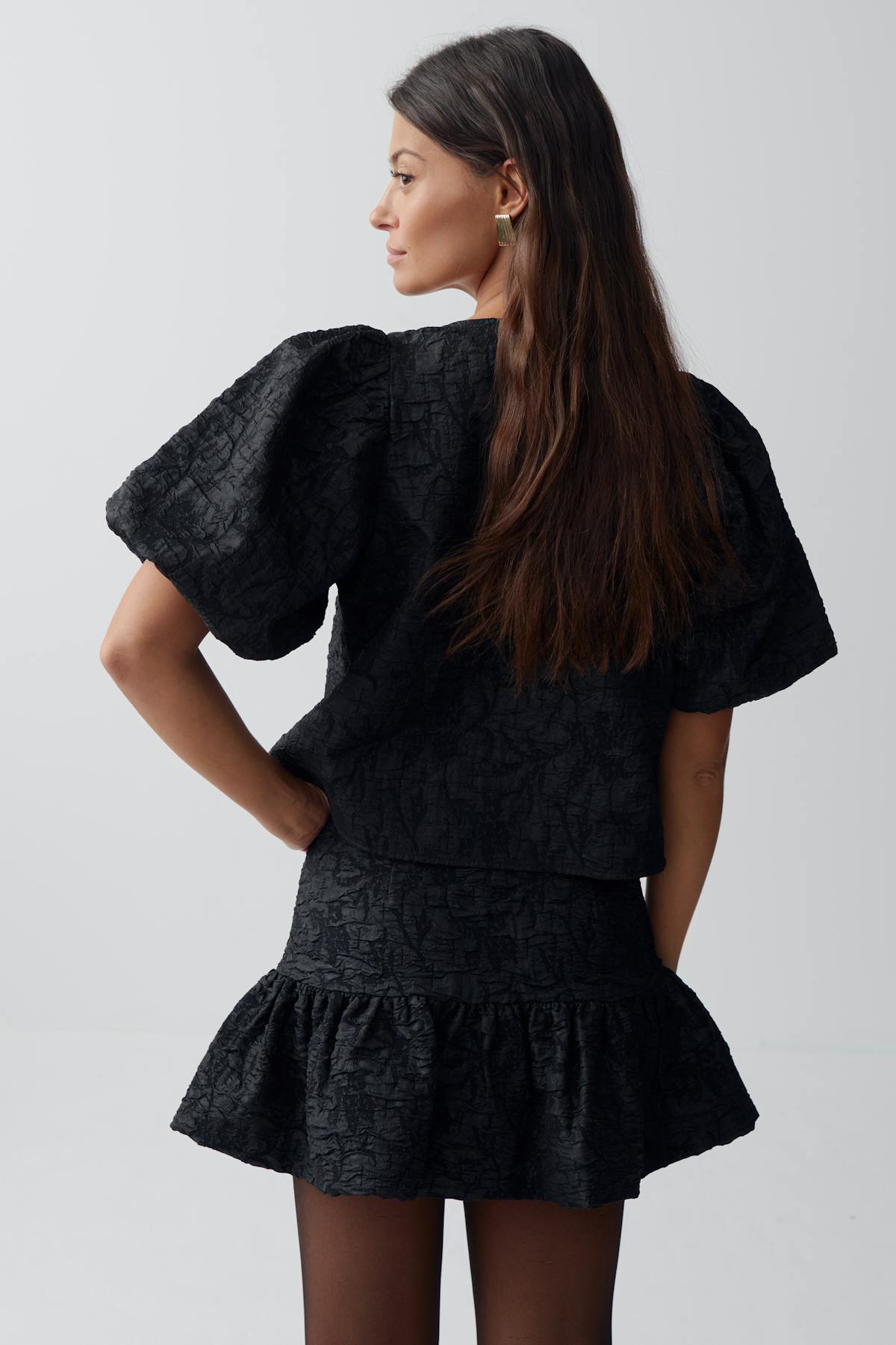 brocade mini skirt - Noir