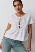 peplum tie blouse - Noir