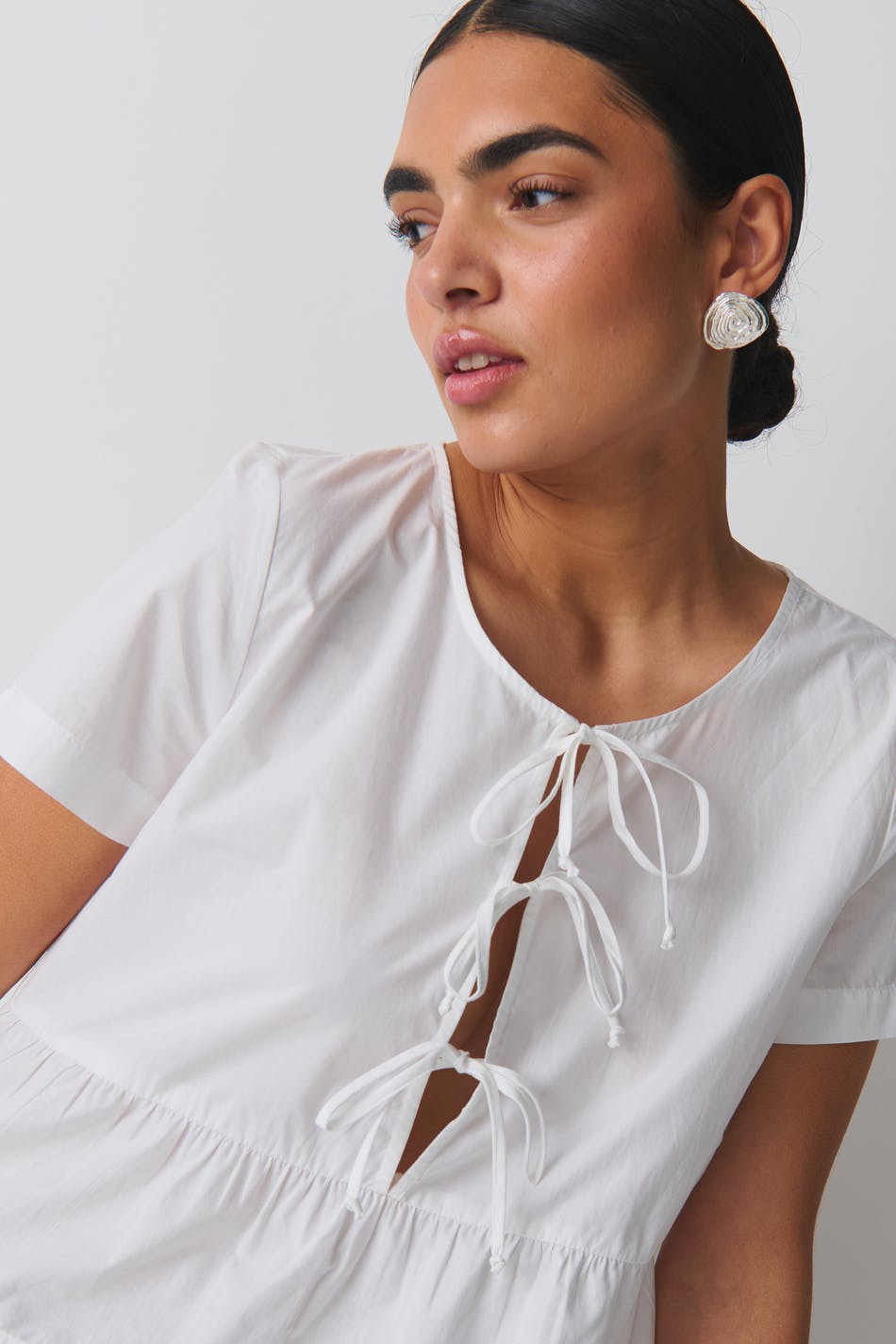 peplum tie blouse - Blanc
