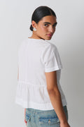 peplum tie blouse - Blanc