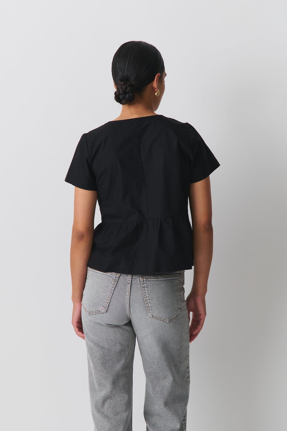 peplum tie blouse - Noir