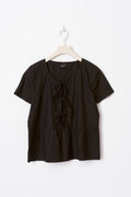 peplum tie blouse - Noir
