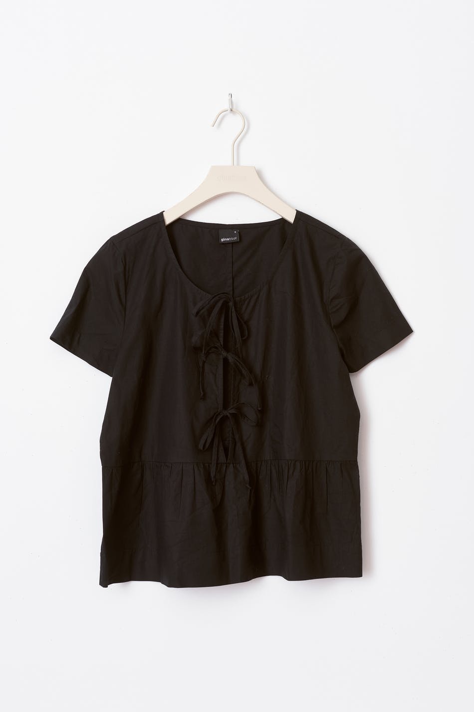 peplum tie blouse - Noir