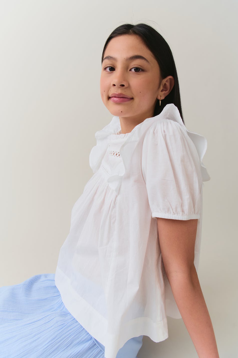 y puffsleeve lace top - Blanc
