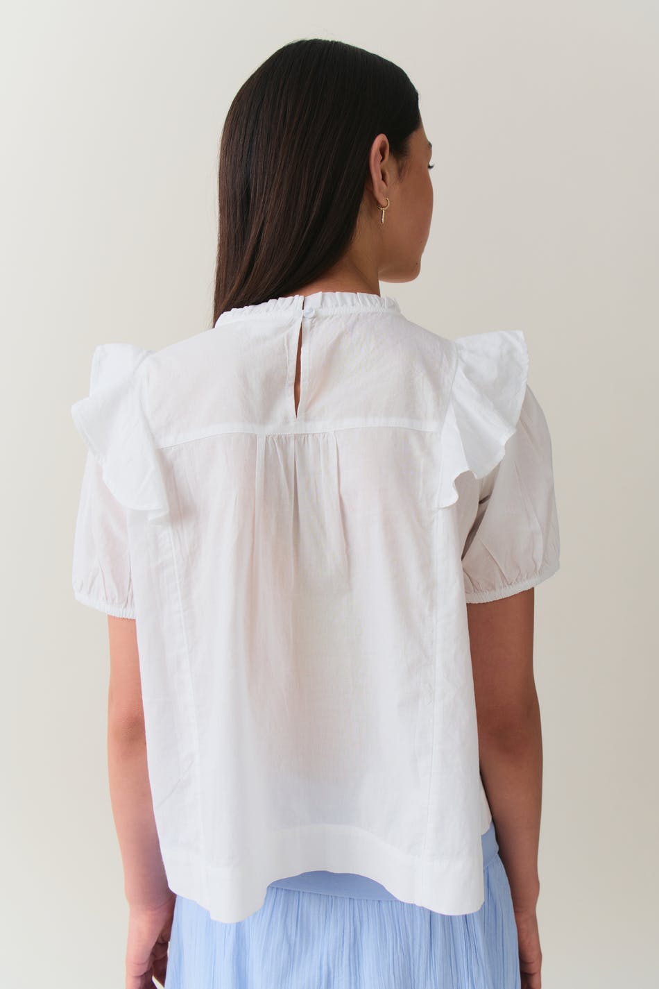y puffsleeve lace top - Blanc