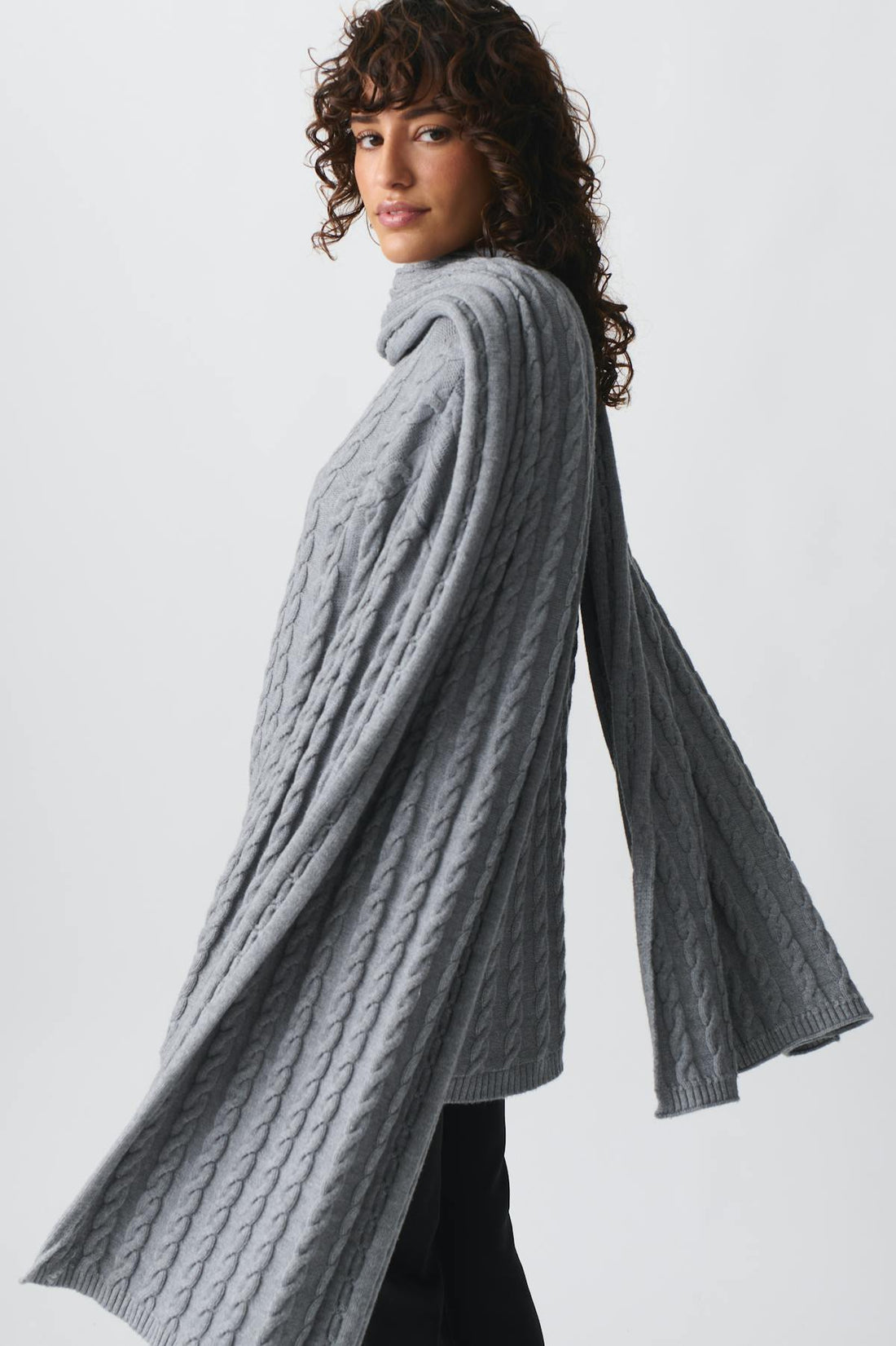 soft knitted cable scarf - Greymelange