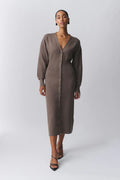 knitted button down dress - Noir