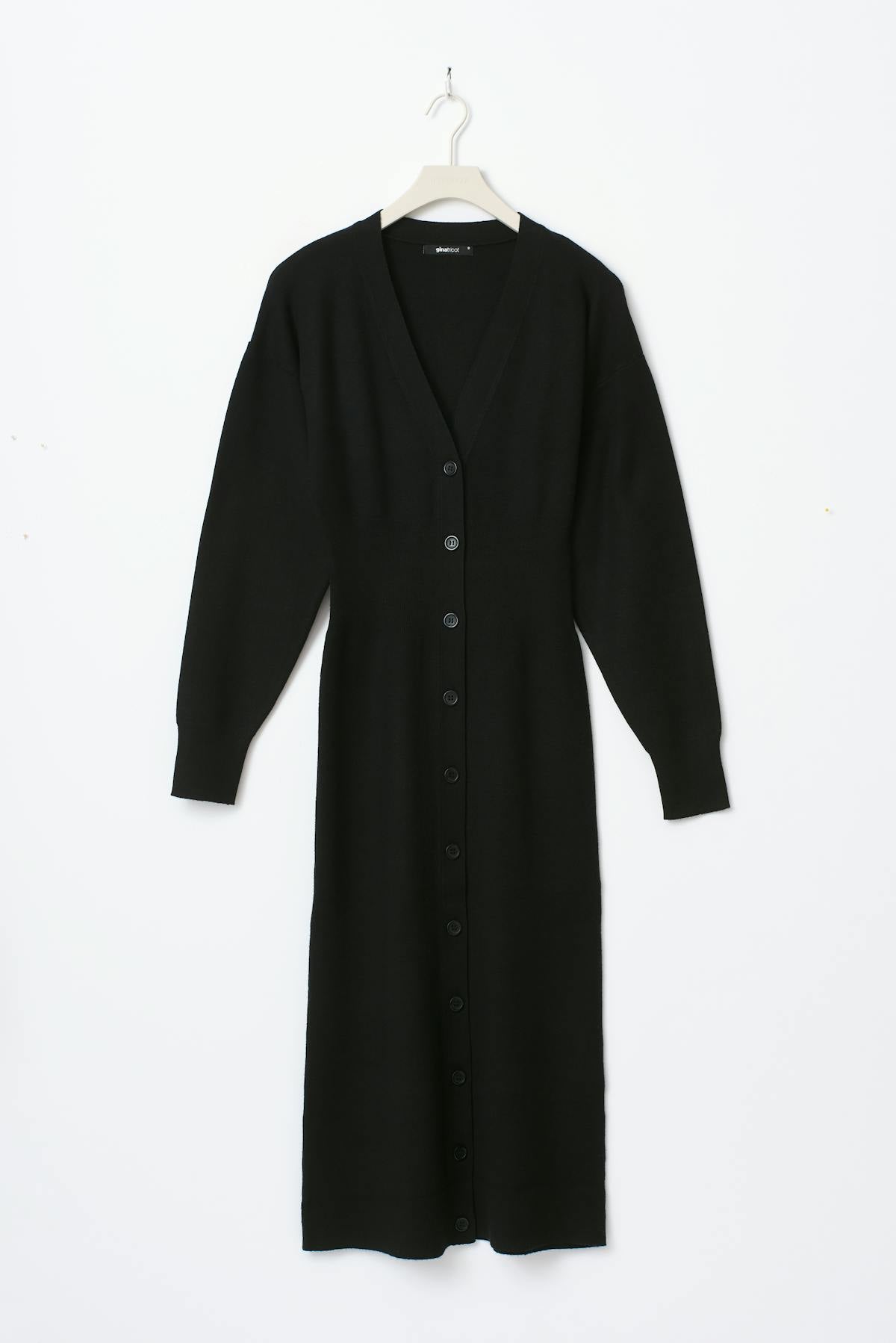 knitted button down dress - Noir