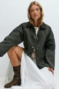 Waxed effect jacket - Vert foncé