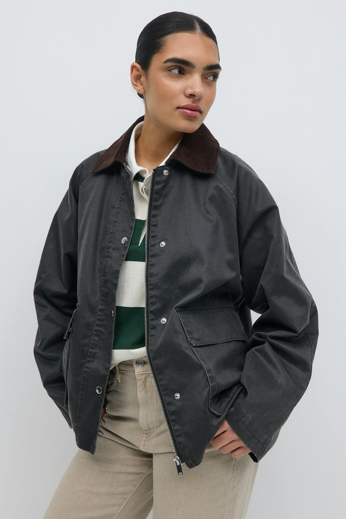 Waxed effect jacket - Offblack