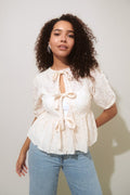 Puff sleeve blouse - Blue flower