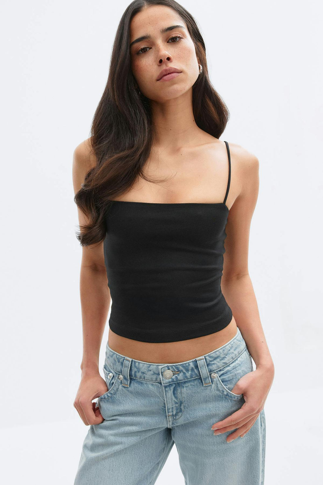 2-pack spagetti strap singlet - Black/beige