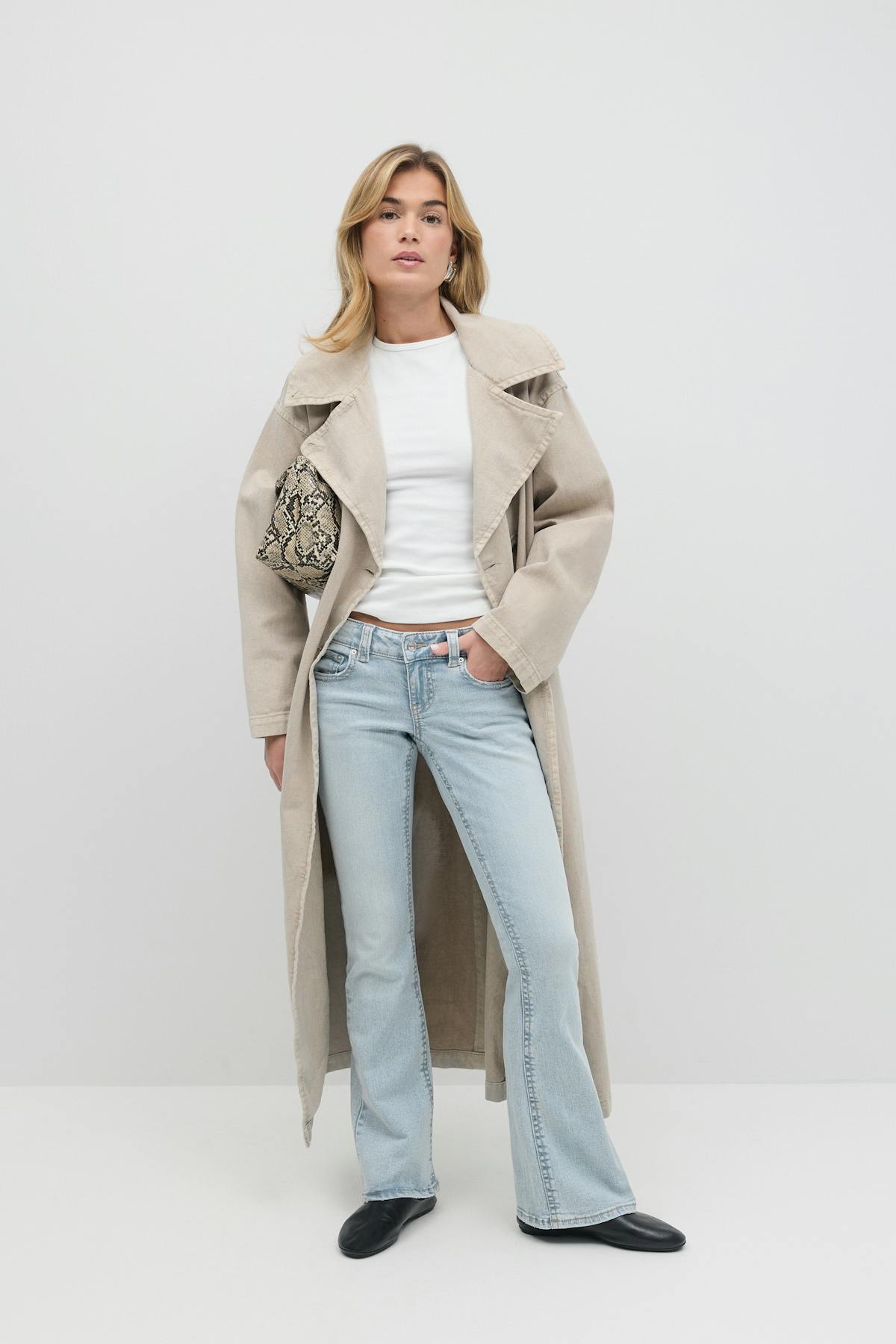 Y2k low bootcut jeans - Gris clair