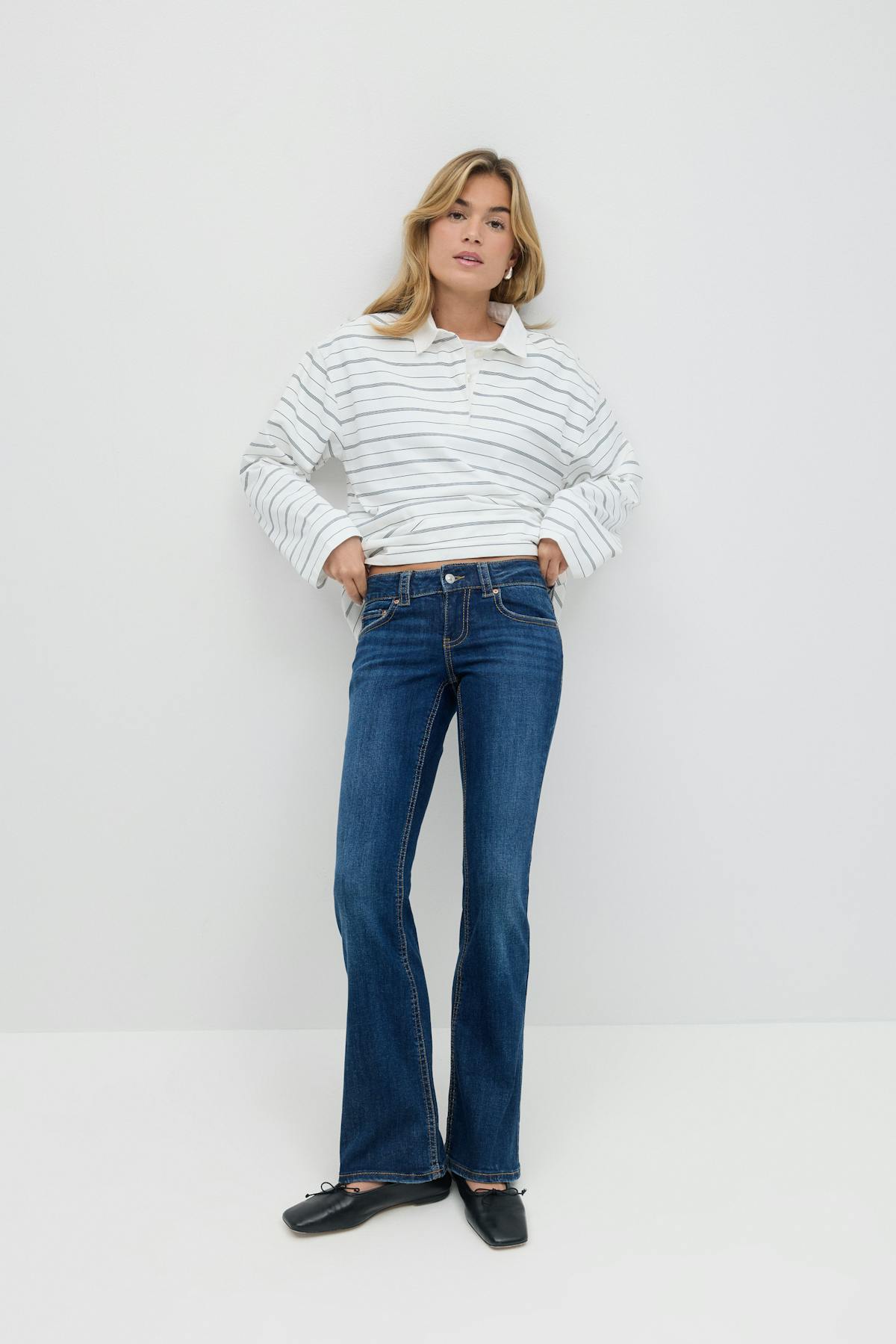 Y2k low bootcut jeans - Gris clair