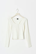 Button rib top - Blanc cassé