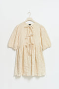 Puff sleeve tie dress - Egret