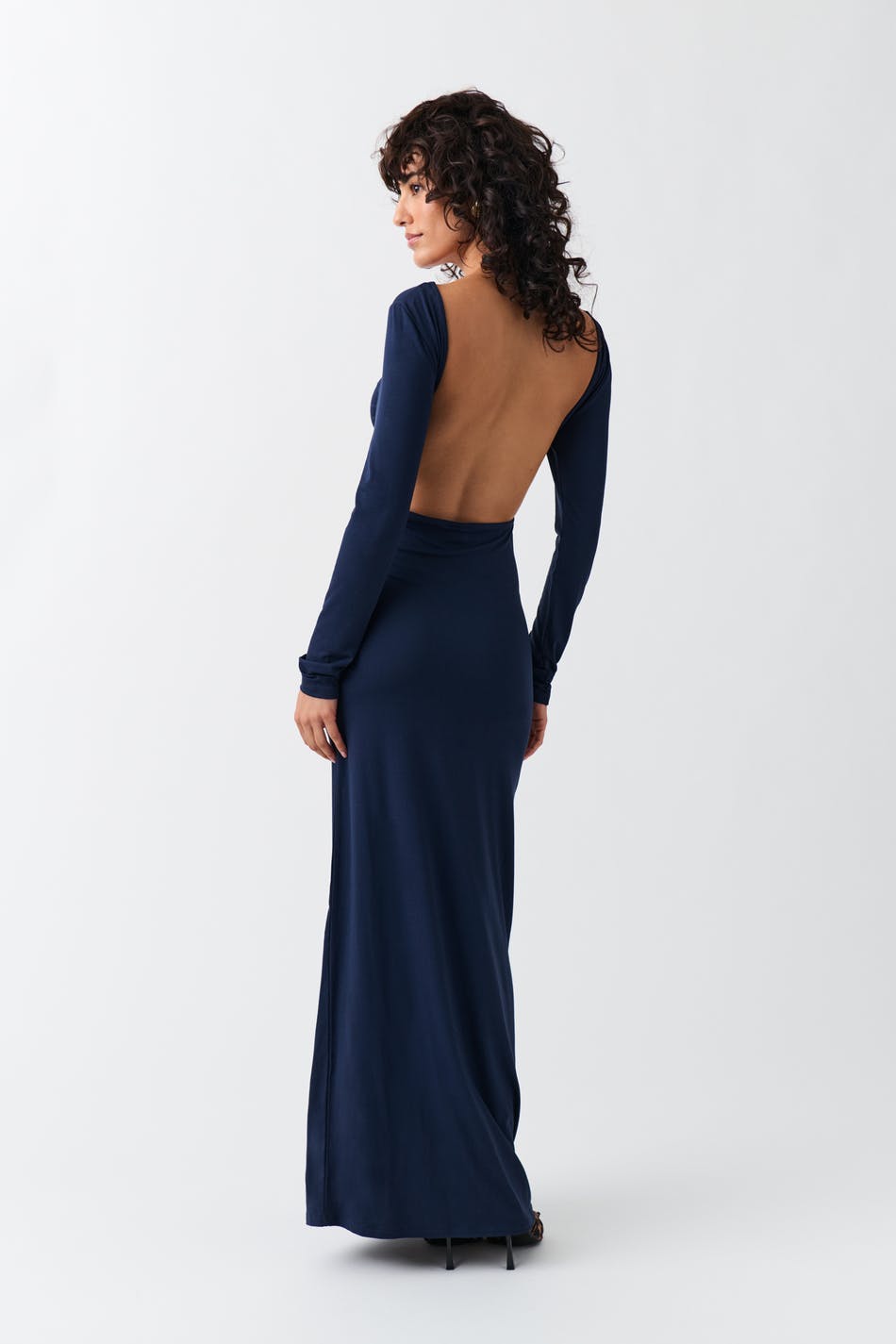 Soft touch open back dress - Noir