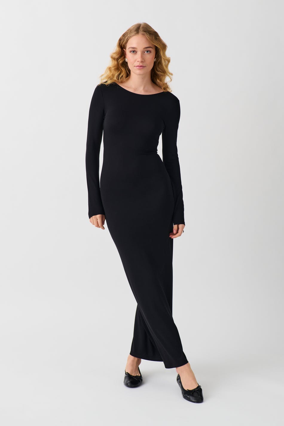 Soft touch open back dress - Noir