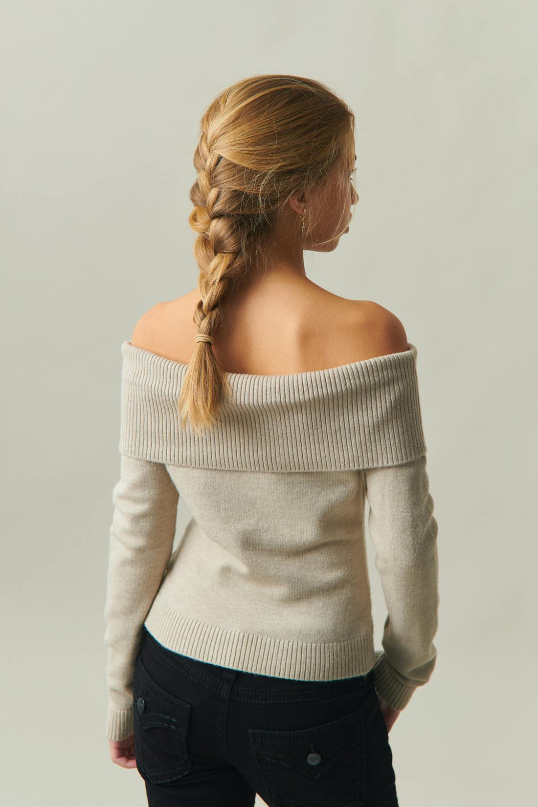 off shoulder top - Beige mel