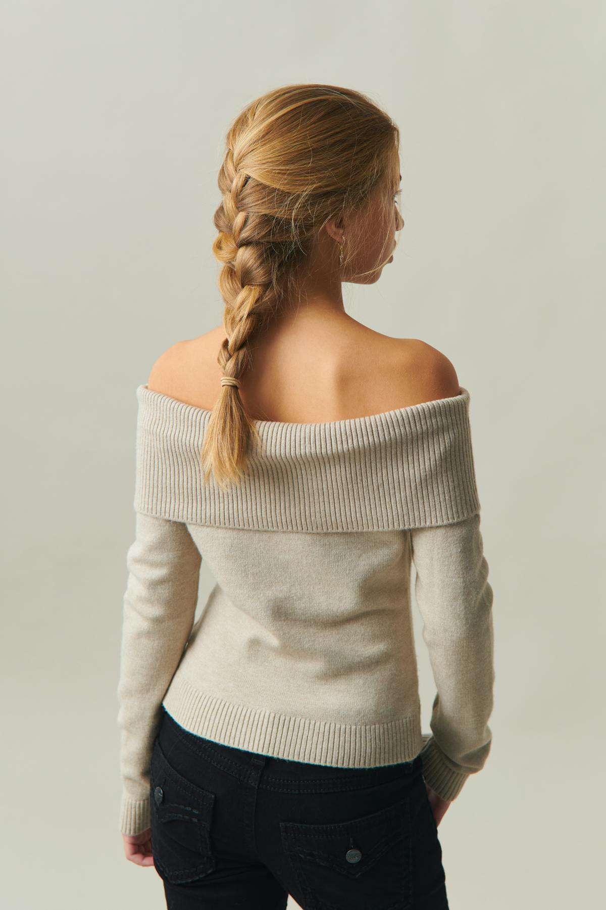 off shoulder top - Beige mel
