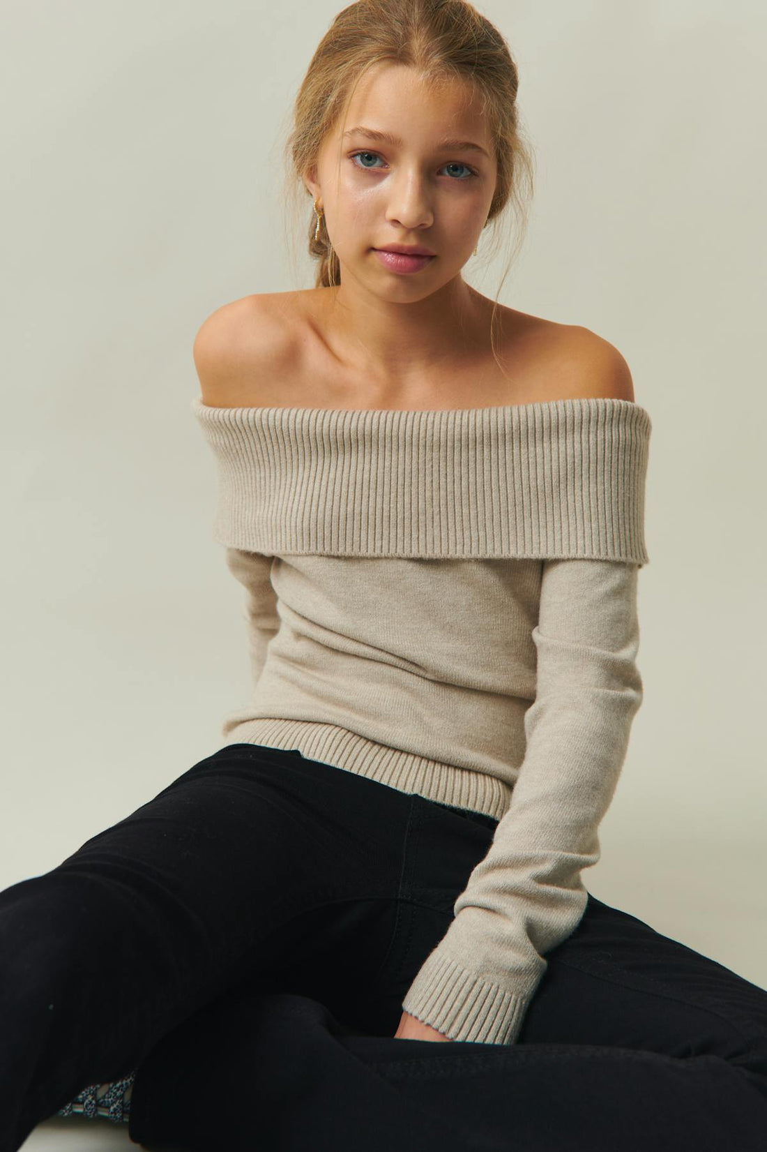 off shoulder top - Beige mel