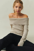 off shoulder top - Beige mel