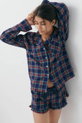 flannel pj shorts - Red/blue/check