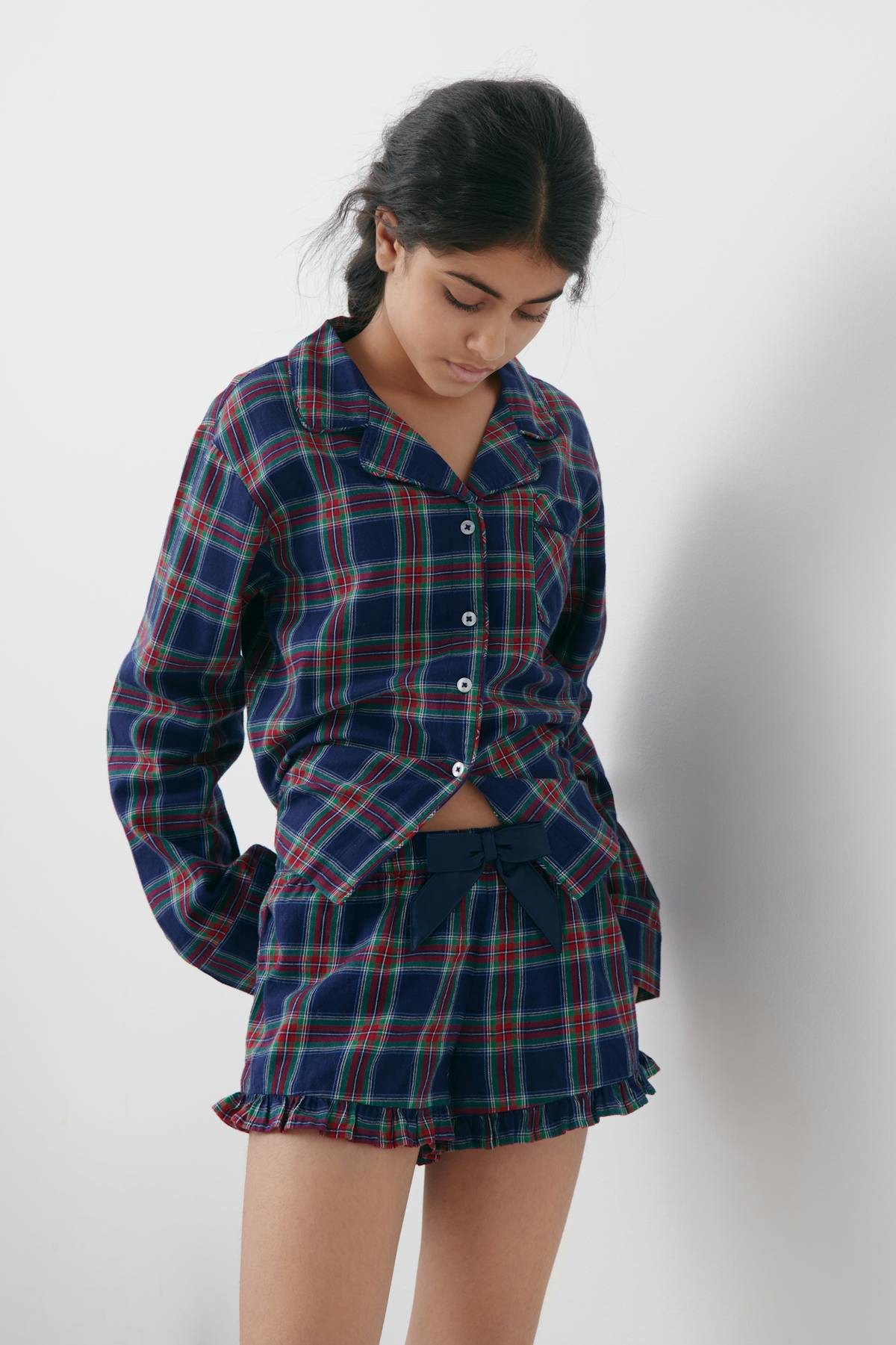 flannel pj shorts - Red/blue/check