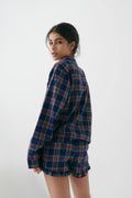 flannel pj shorts - Red/blue/check
