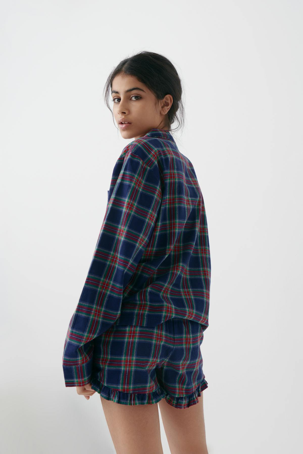 flannel pj shorts - Red/blue/check