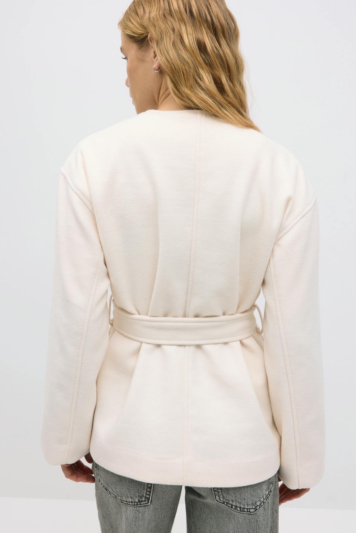 Belted short coat - Noir