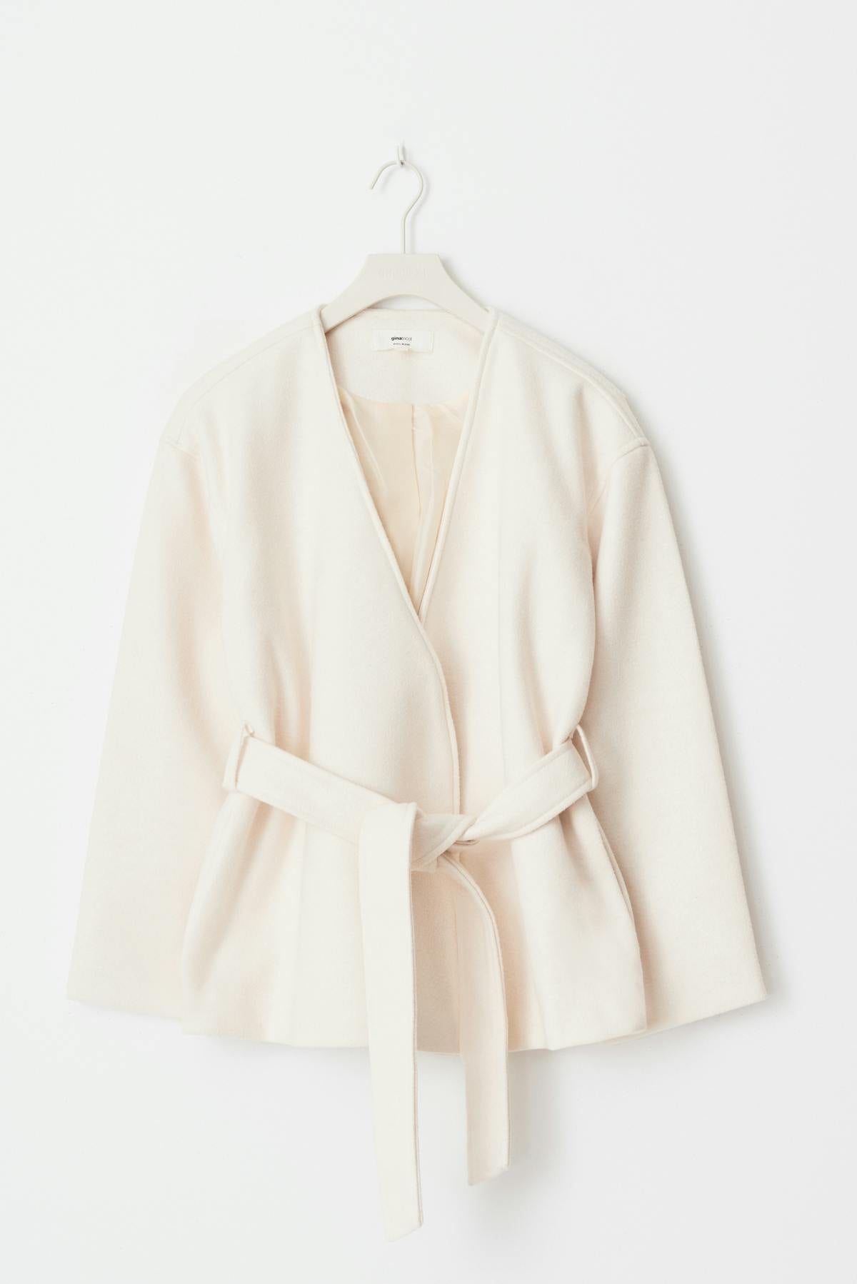 Belted short coat - Creme