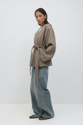 Belted short coat - Creme