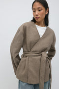 Belted short coat - Creme