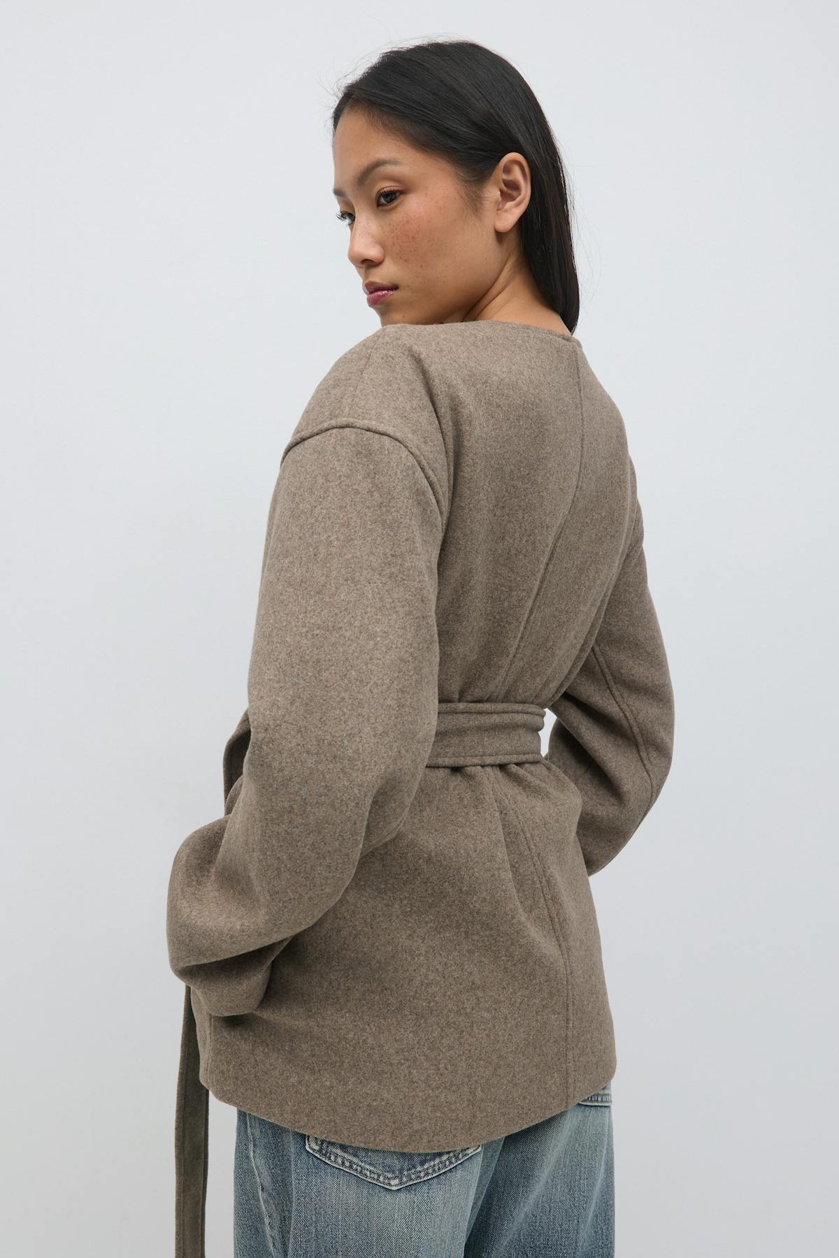 Belted short coat - Creme