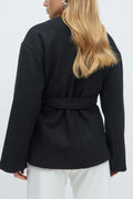 Belted short coat - Noir