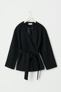 Belted short coat - Noir