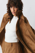 Faux suede trench coat - Marron