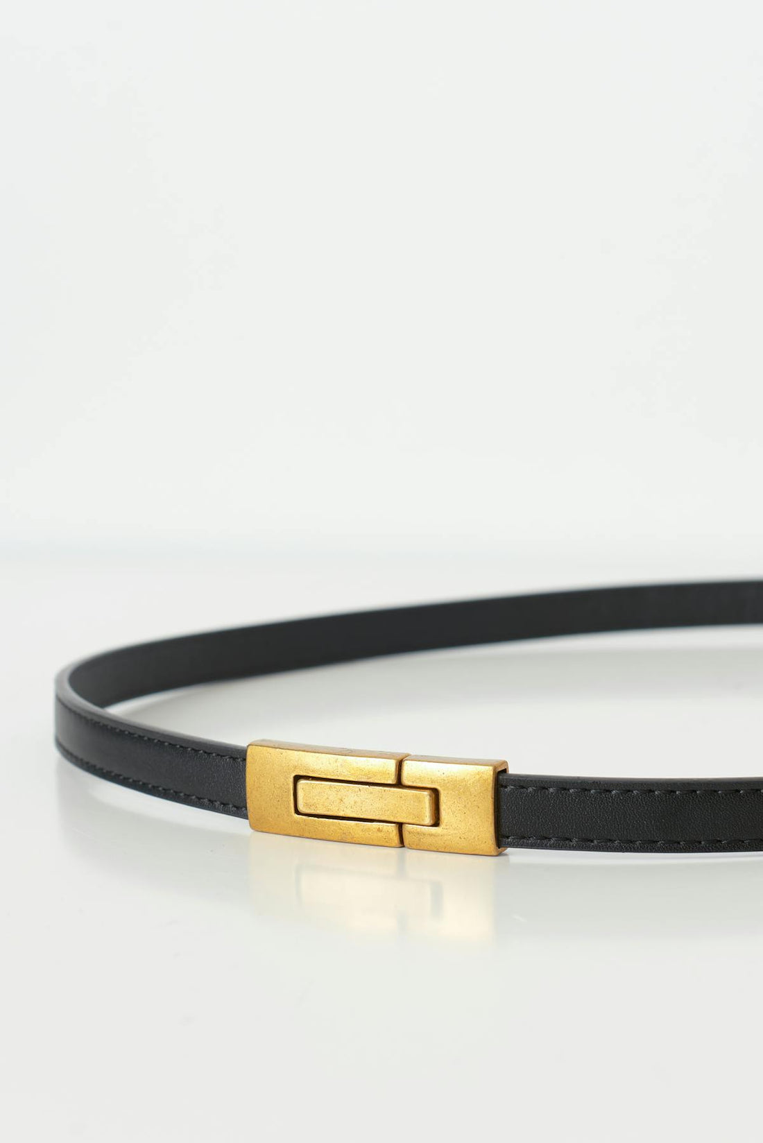 thin buckle belt - Black/gold